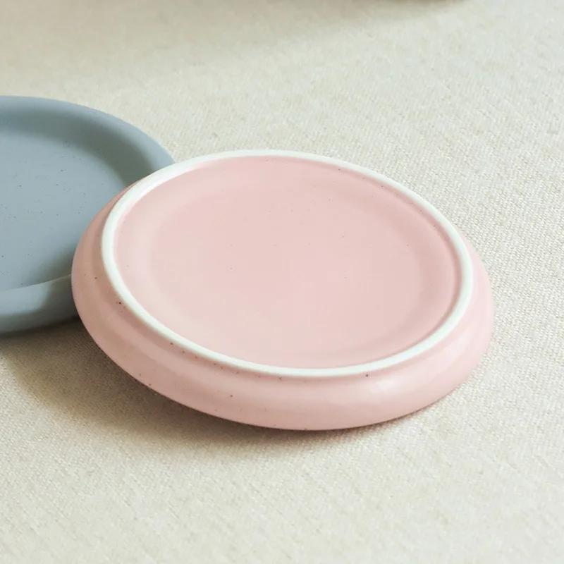 Macaron Color Plate Small Fresh Ceramic Round Plate Breakfast Plate Salad Plate Fruit Plate Dinner Plate Western Food Plate
