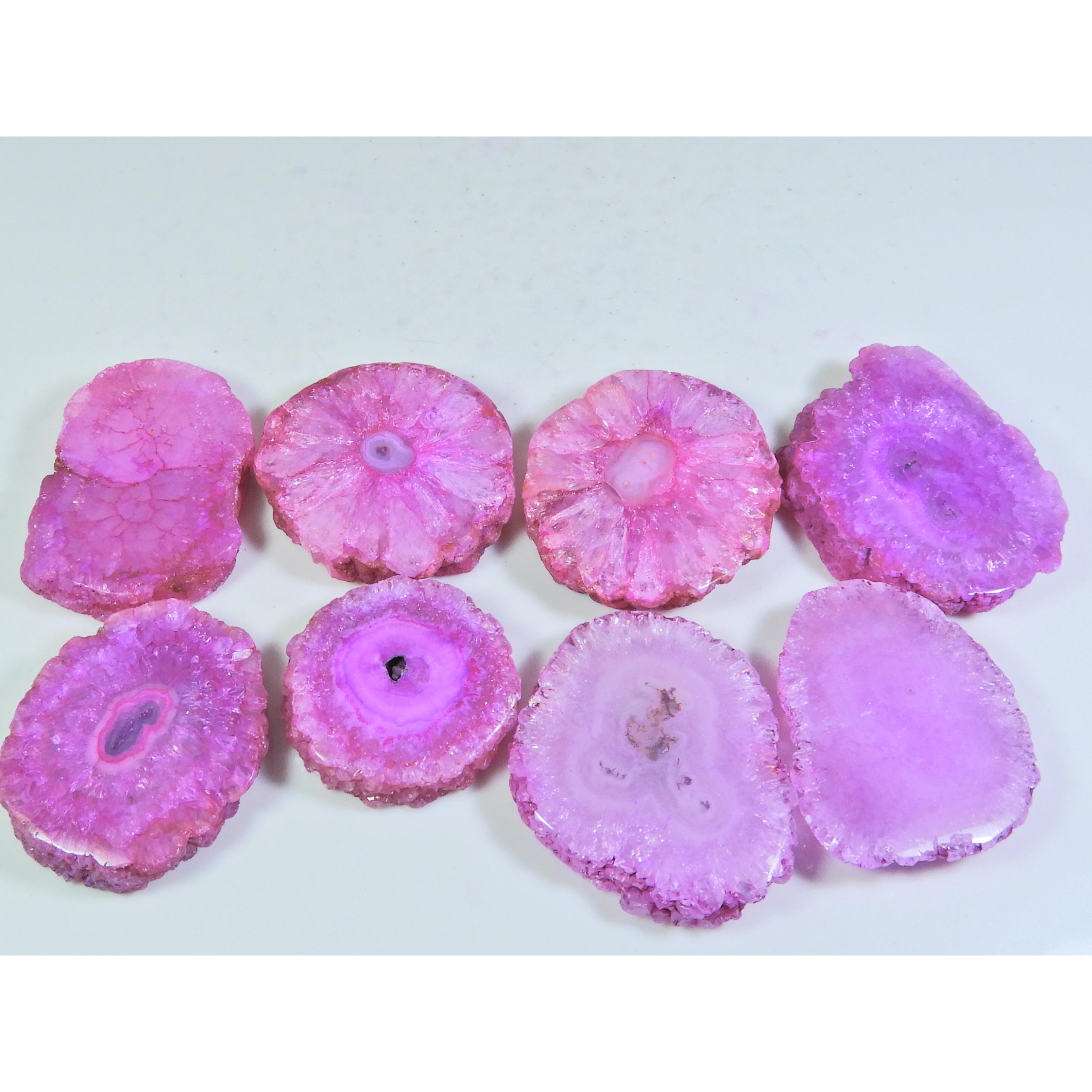 

420Cts. Dyed Solar Druzy Agate Mix Shape Cabochon Loose Gemstone 08 Pcs Lot A-690