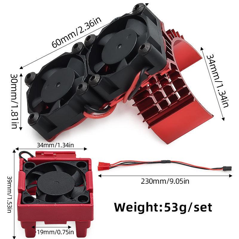 Traxxas VXL-3S için Yükseltilmiş Soğutma Fanı ve Soğutucu Seti, Slash Rustler Bandit Stampede 2WD 4X4 için Verimli Motor ESC Soğutucu