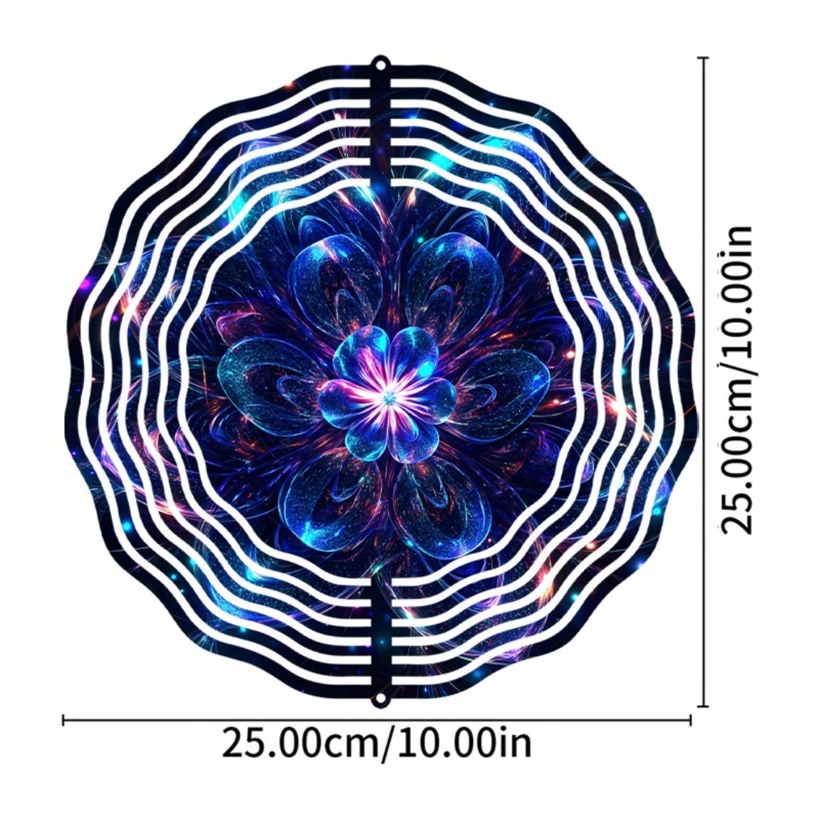 

10-дюймовый сине-фиолетовый металлический колокольчик с цветочным узором, вращающийся на 360 градусов, не требует электричества, для всех сезонов, декор для сада, двора, дома, подарок 01A