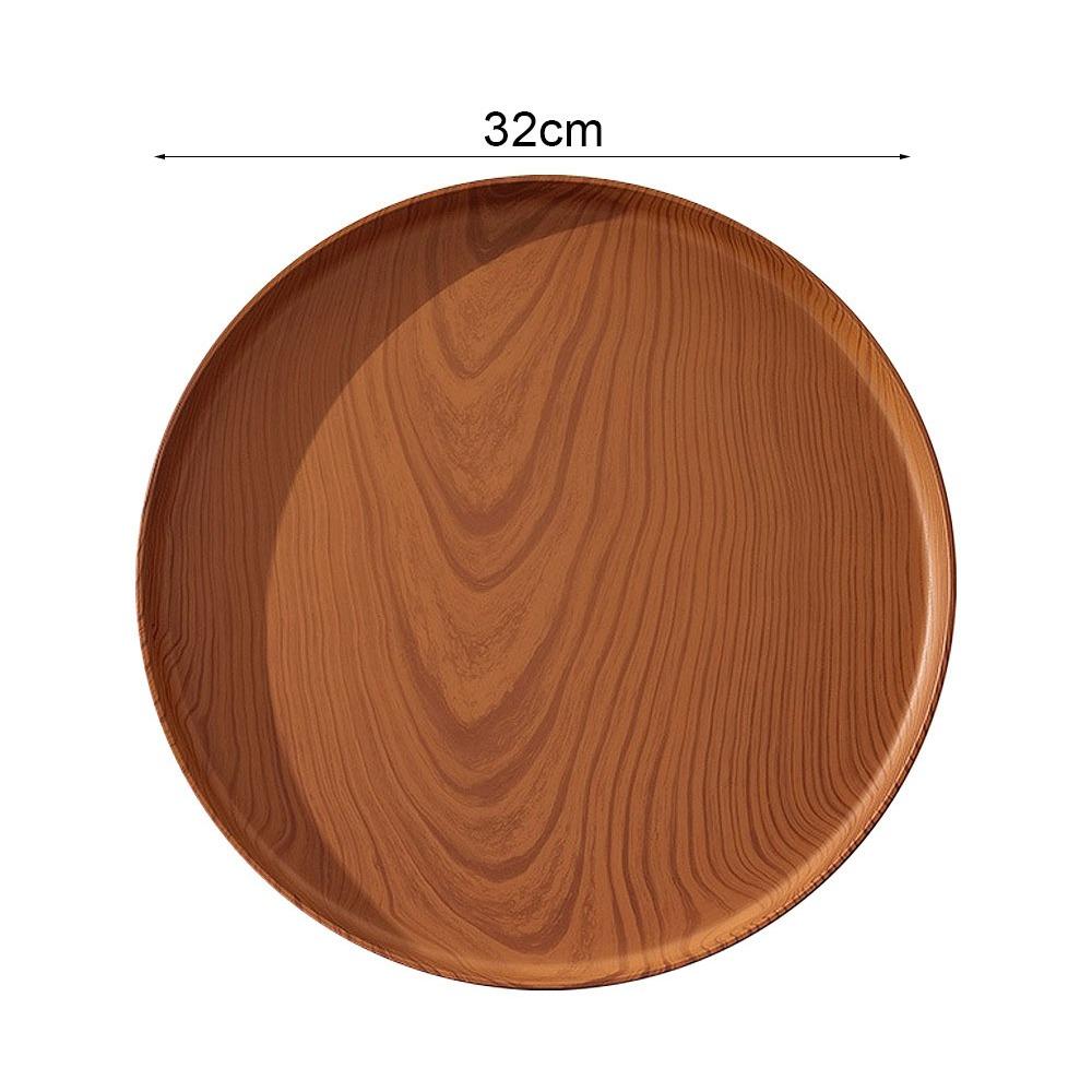 1Pcs Round Water Cup Tray Handmade Dishes Plate Durable Imitation Wooden Tray  Home Use