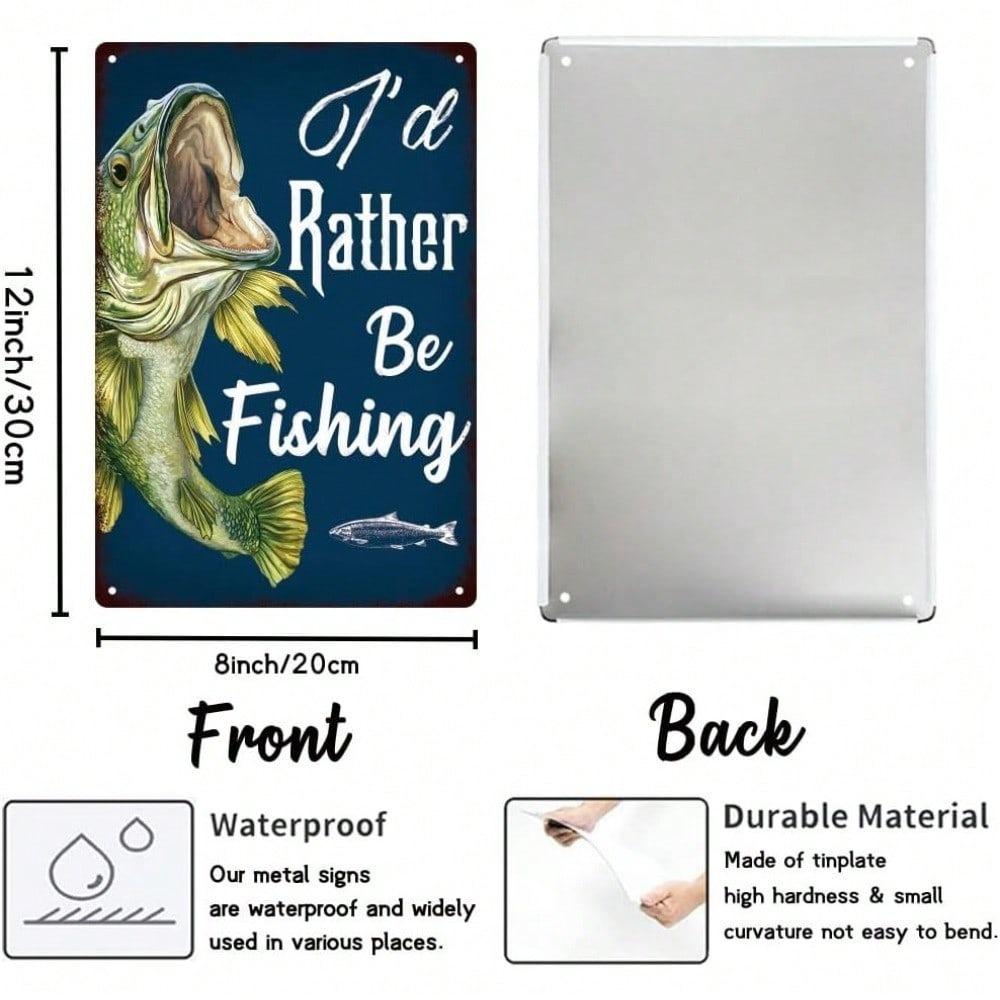 Vintage Fishing Sign Metal Wall Art Rustic Garage Pub Decor Lake Cabin Man Cave