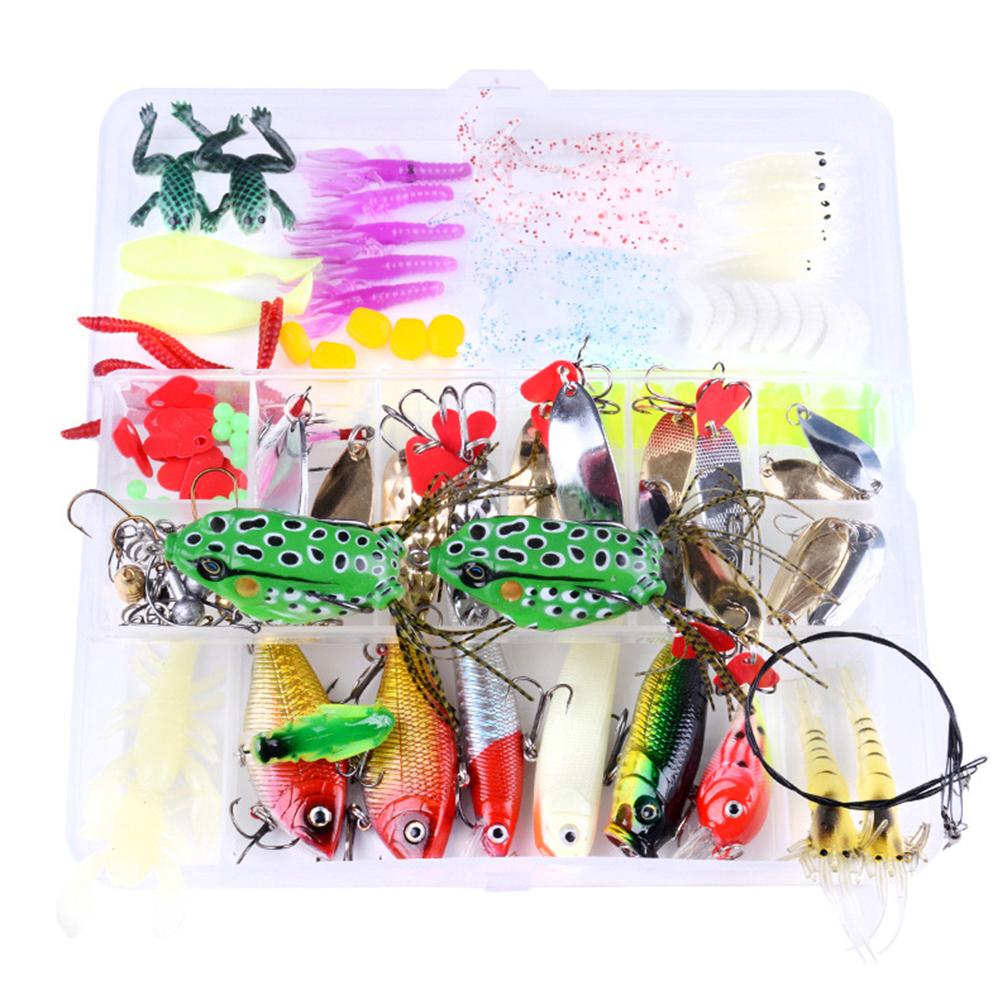 Fishing Lure Kit Minnow Metal Hooks with Box Fishing Lure Set Artificial Soft Baits Set Bait Tackle Kit Fishing Gear Accessories