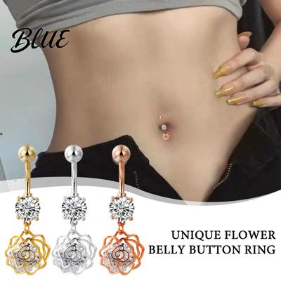 Artistic Navel Stud Belly Button Rings Stainless Steel Hollow Flower