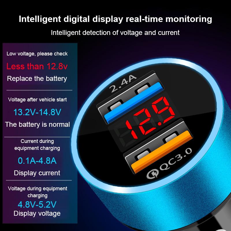 1~5PCS Car Charger Dual Usb Digital Display Universal Multifunctional Portable Car Accessories Car Charger Adapter