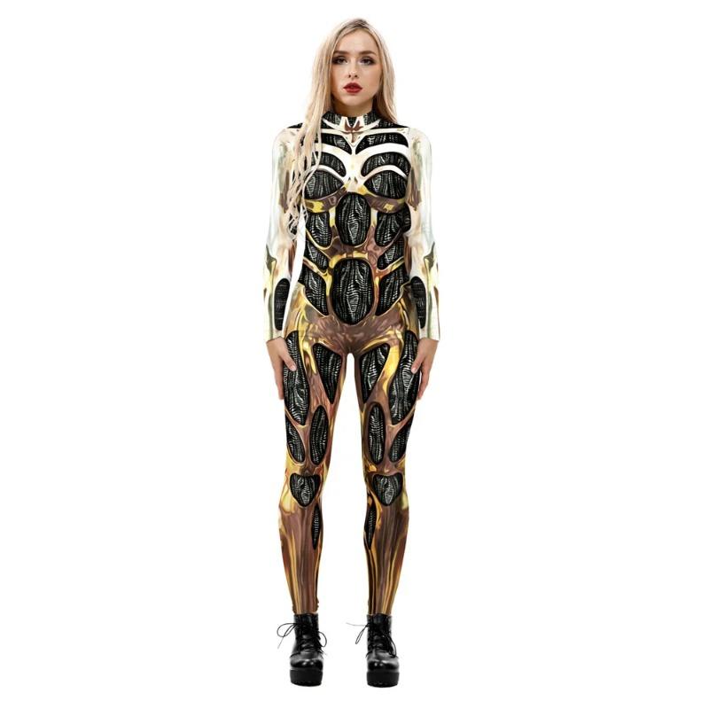 

Iootiany Digital Fighter Machine Armor Print Halloween Role Play Women s Bodysuit Adult Carnival Party Stage Performance Costume XL