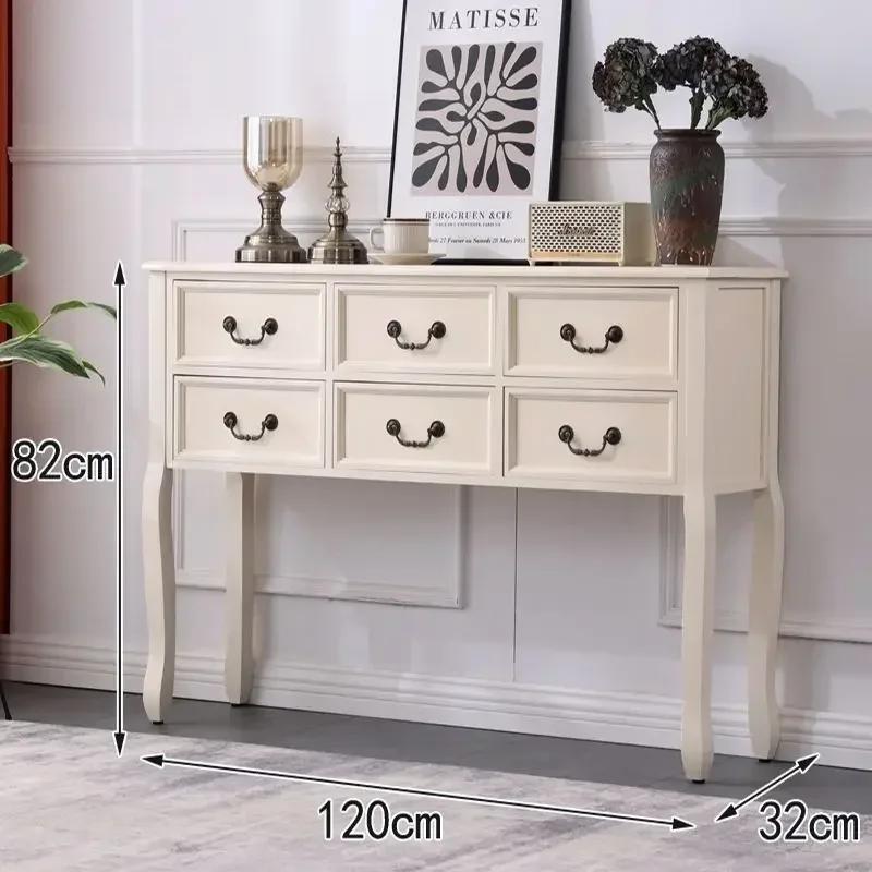W2557 Retro Solid Wood Console Table for Entrance American Decorative Double Drawer Tables Light Luxury Living Room Table for Ho
