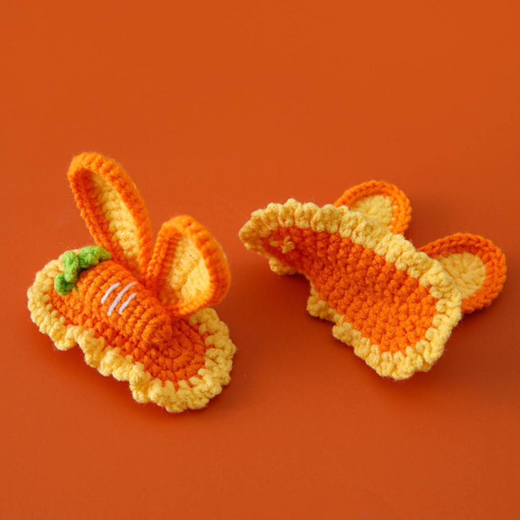 Trendy Women Hairpin Carrot Rabbit Ear Hairclip Colorful Crocheted Hair Clip Jewelry for Daily Wear Girls Accessories