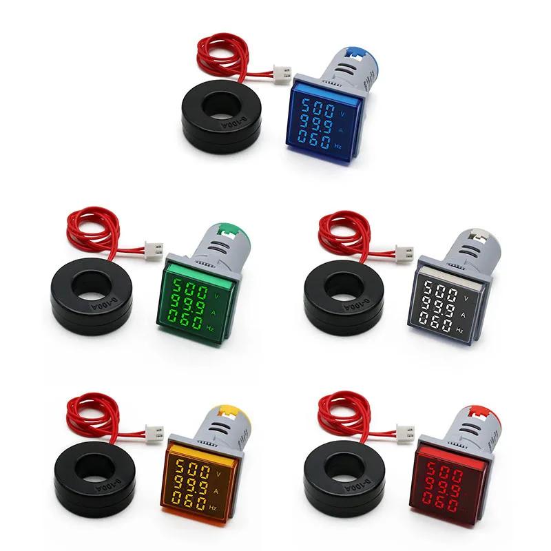 AC 60-500V 1-100A LED Digital Voltmeter Ammeter Hertz HZ Signal Lights 220V Voltage Current Meter Volt Amp Tester Detector