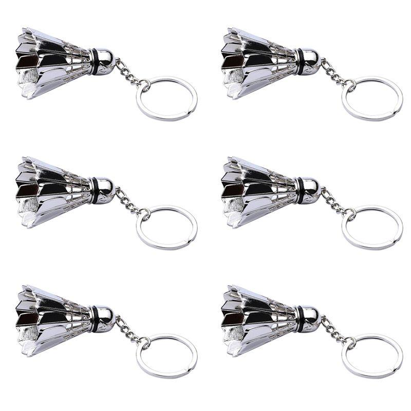 

A84E-6X Creative Metal Badminton Key Chain Three-Dimensional Badminton Tournament Souvenir Key Chain Pendant Sports Pendant срібний