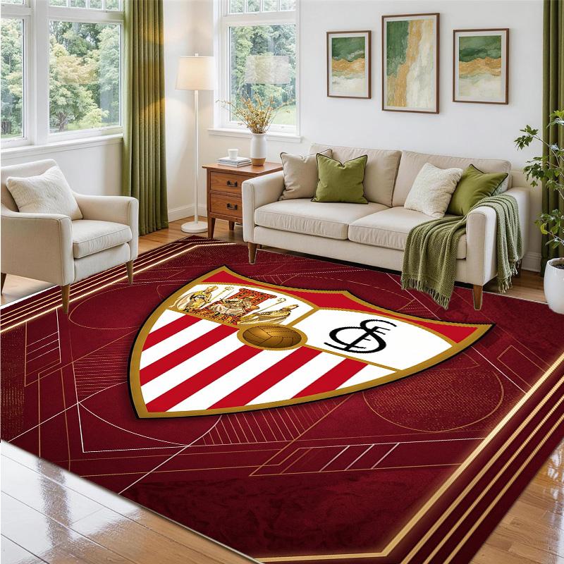 Sevilla FC Design Crystal Velvet Rug Soft Decorative Mat for Bedroom Entrance