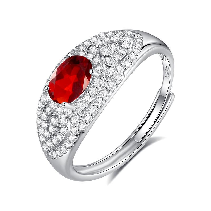 Natural Crystal Stone Jewelry S925 Sterling Silver Ring Women's Niche High-end Daily Gift Birthday Gift