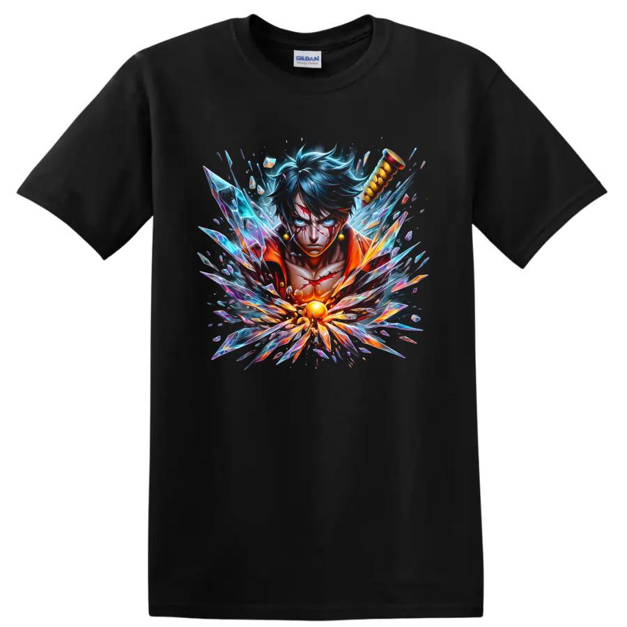 Monkey D Luffy Gear 5 Sun God Nika Anime T Shirt Crystal Burst Graphic Art Tee