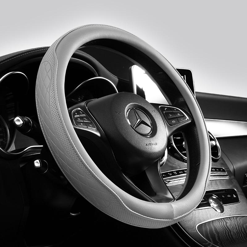 Coprivolante per Auto in Pelle Napa Perforato Patchwork, Antiscivolo, Traspirante, Universale 15 Pollici (circa. 38 centimetri)
