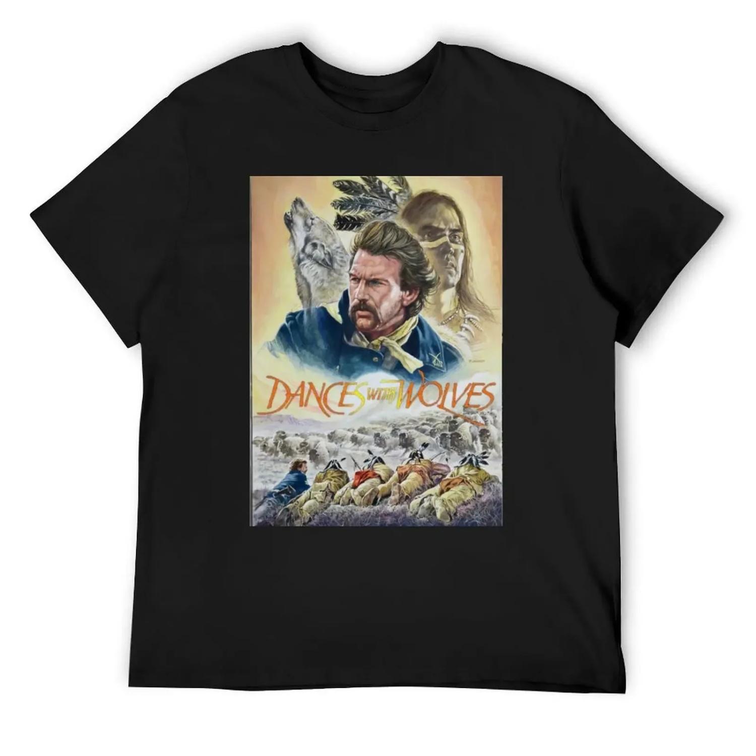 Dance with Wolves T-Shirt valentines clothes plus sizes korean fashion funny t shirts for men S чёрный