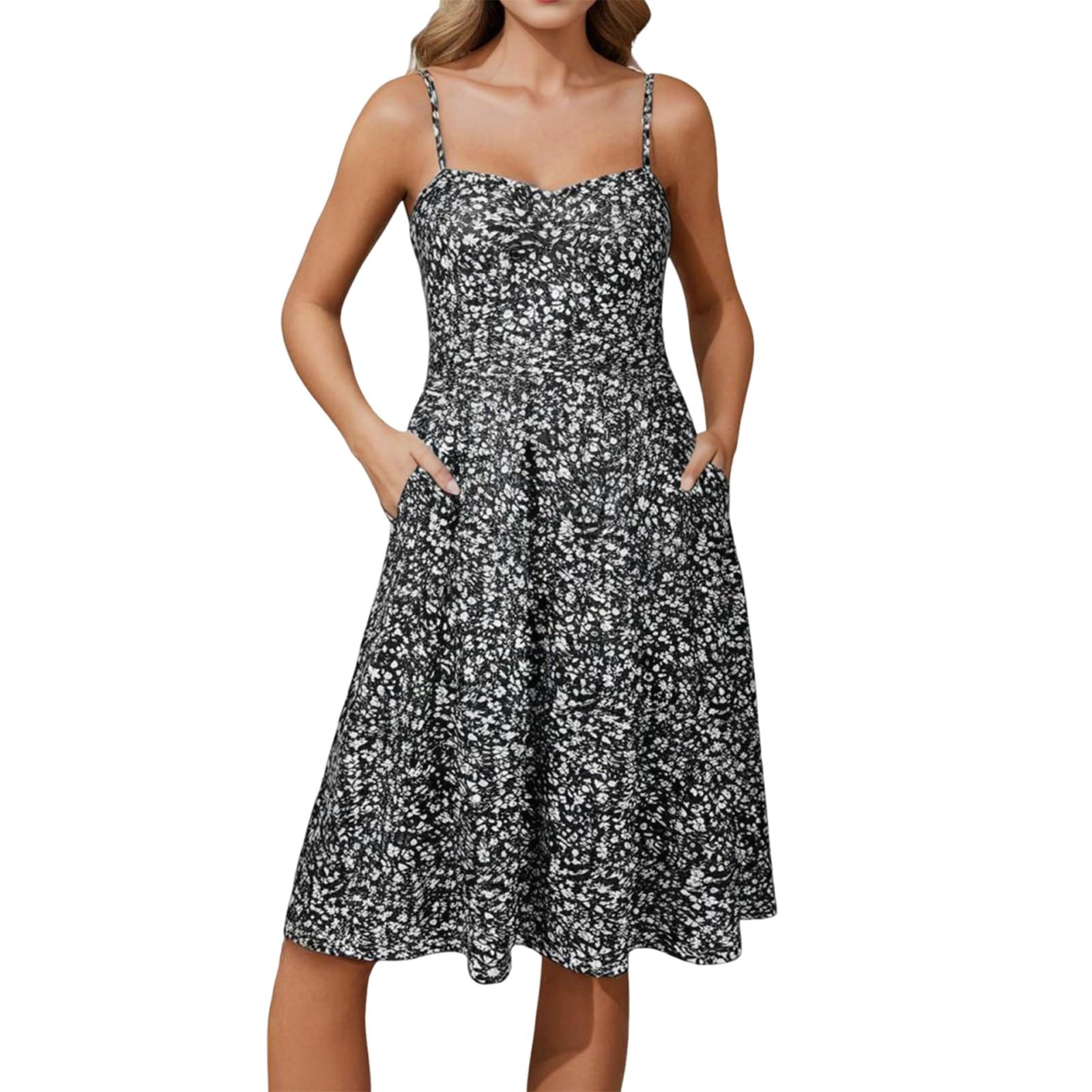 

Женское платье с цветочным узором, открытыми плечами и подушкой на груди S чёрный