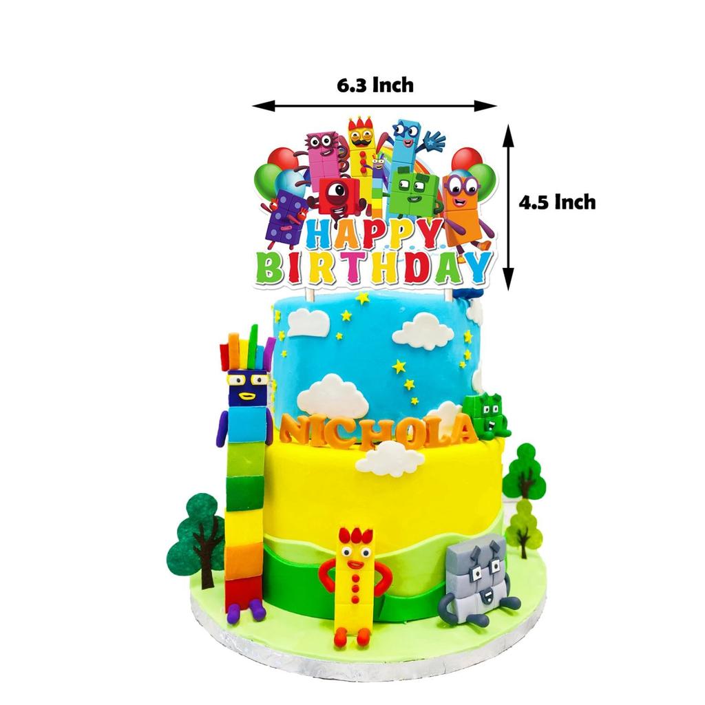 Numberblocks Narozeniny Narozeninová Postava VŠE NEJLEPŠÍ K NAROZENINÁM Dort Narozeninový Dárek Dekorace, Dekorace, Balónky, Banner, Topper, Samolepky, Děti, Chlapci,