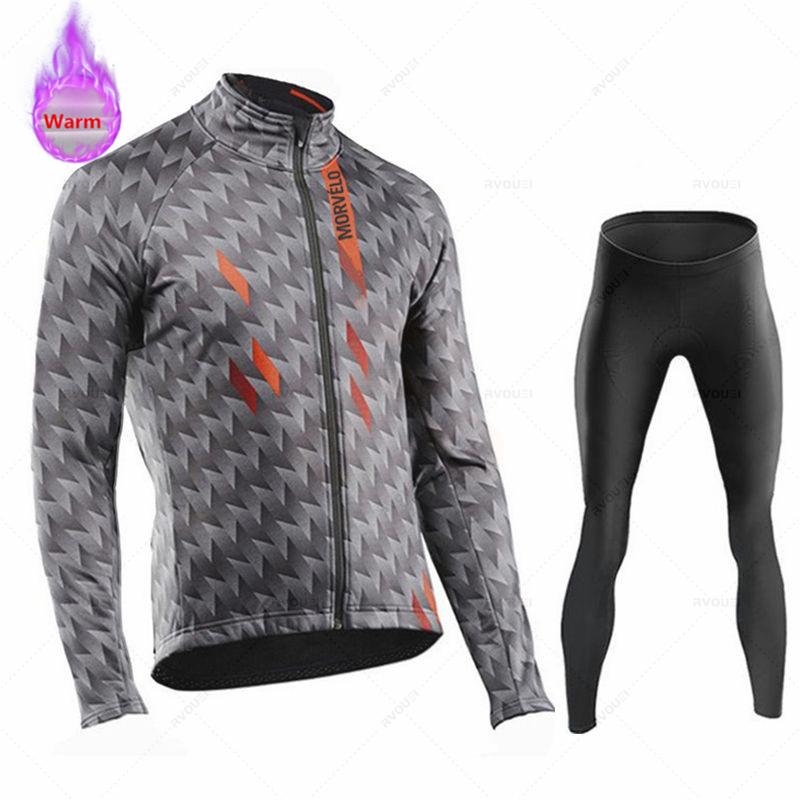 2026 Winter Velvet Warm Morvelo Cycling Jersey Sets Men Thermal Fleece Bicycle Clothing Road Bike Shirt MTB Uniform Ropa Ciclismo Warm Bib Pants