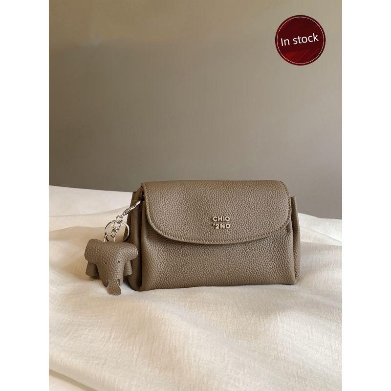 

South Style Chio2nd Genuine Leather Daily Simple Letter Square Pouch Women 2025 New Arrival Commuter s All-Matching Shoulder Messenger Bag Elephant Gray(In stock)