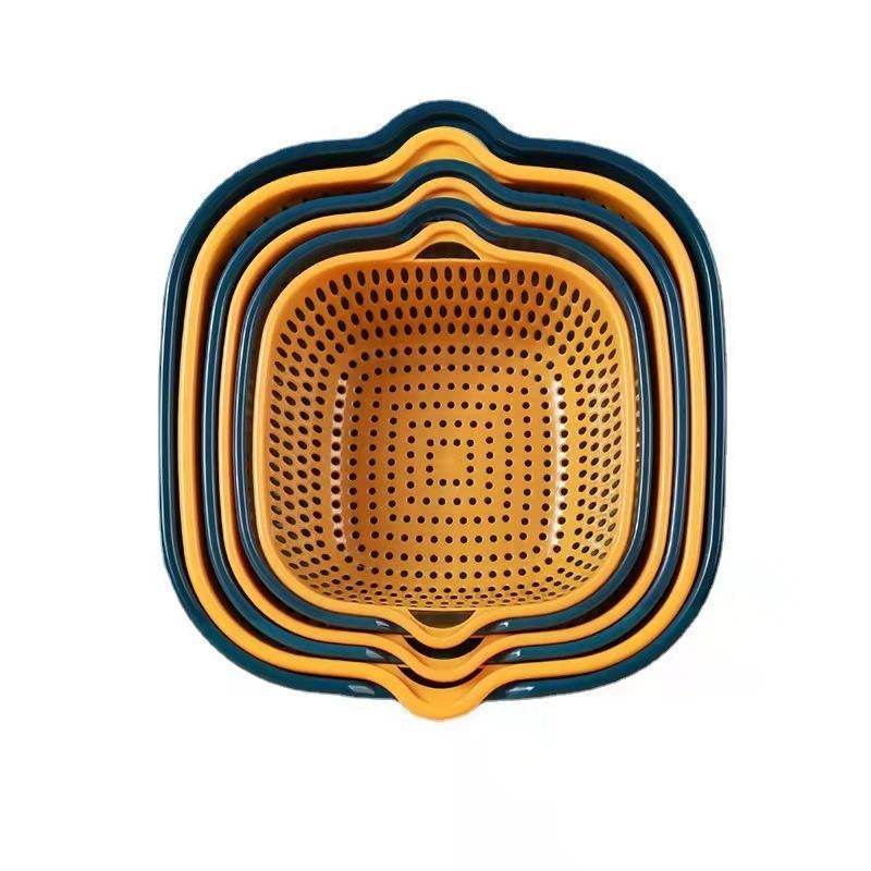 6PC/set Kitchen Sink Vegetable Drainer Fruit Basket For Fruit Washing Plastic Basin Vegetable Washing Basin Drain Basket Basin