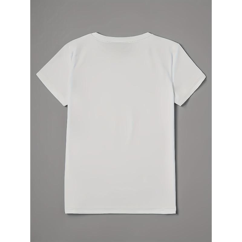 European size Inspirational Graphic T-Shirt, Polyester Blend Crew Neck Short Sleeve Tee, with Butterfly and Floral Design, for All Seasons