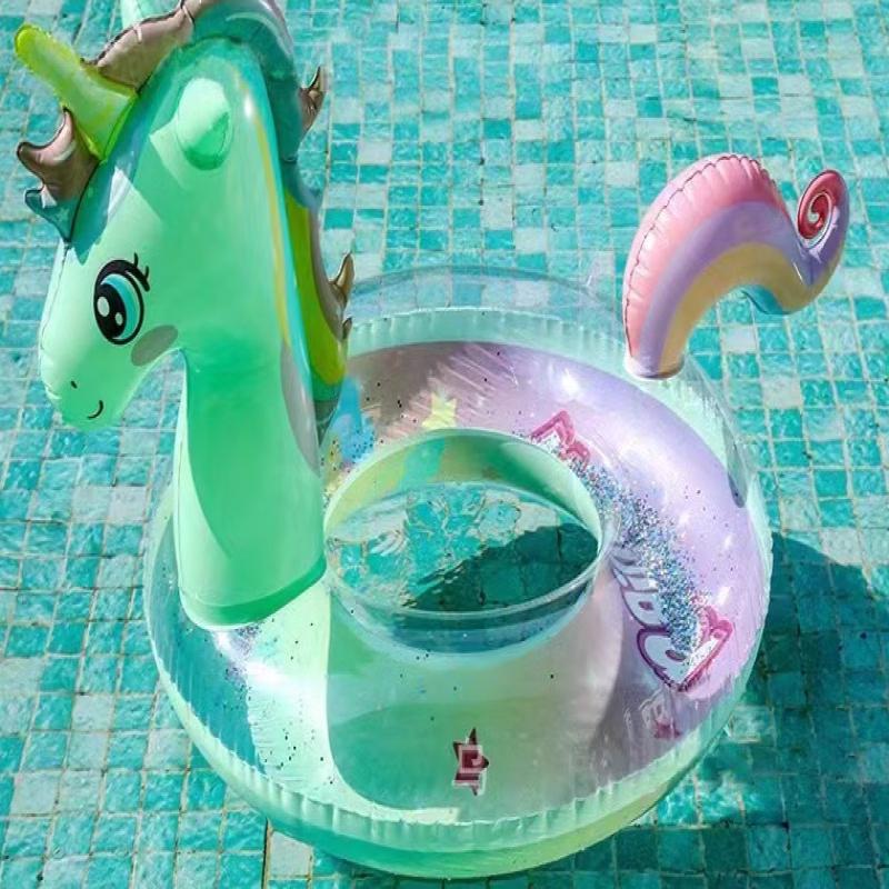 Glitter Rainbow Unicorn Inflatable Swim Ring