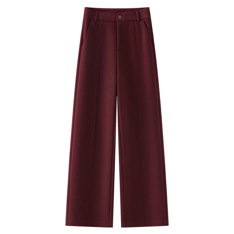 

Ancola Women s Red Wool Wide-Leg Pants - Autumn/Winter 2024 Soft Waxy Straight-Leg Glutinous Rice Pants S