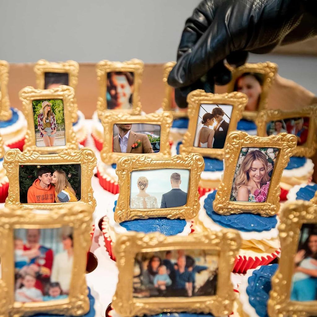 4 Pcs Photo Frame Silicone Molds, Baroque Style Air Dry Clay Molds, Mini Frame Molds Silicone for Cupcake Topper Cake Decoration Chocolate Candy