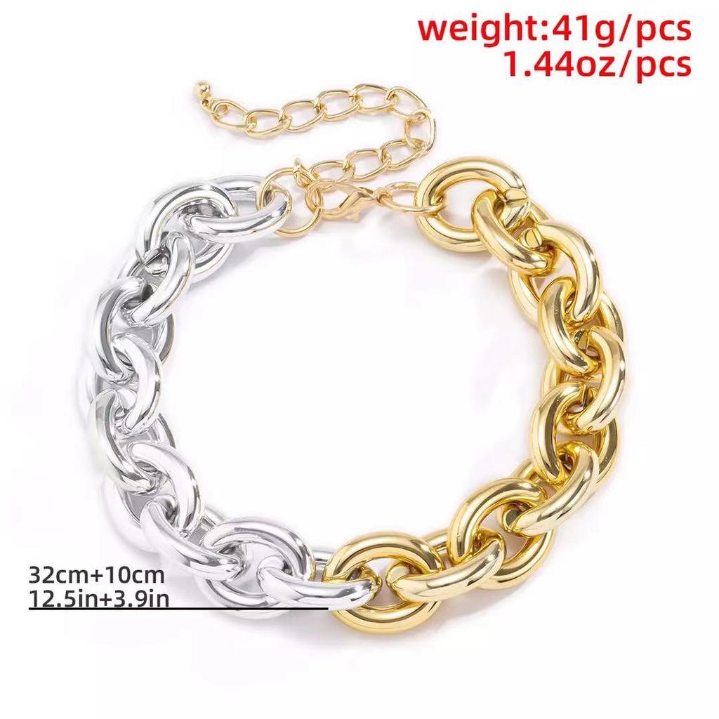 Vintage Thick Edge Cuban Gothic Necklace Women CCB Neck Collar Bone Gold Stubby Chain Necklaces Charm Party Jewelry