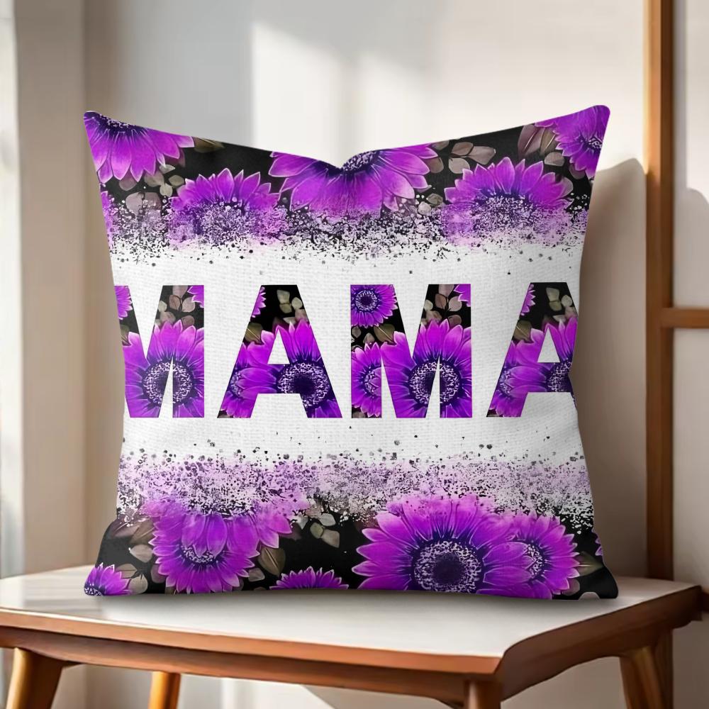 Classic MOM Cushion Cover Natural Linen Organic Fabric Double-Sided Printing Couch Pillow Covers Home Decor