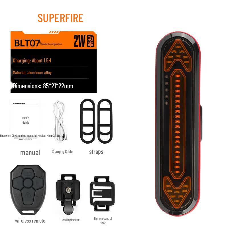 SUPERFIRE BTL07 Wireless Remote USB Rechargeable Bicycle Taillight with Turn Signal