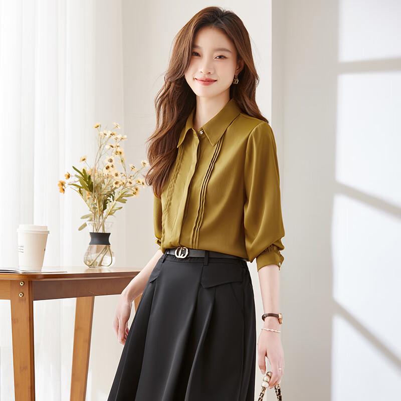 Trohman Women s Professional Lapel Long-Sleeve Shirt L