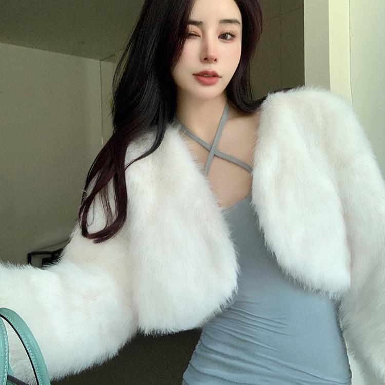 Y2K Krátké Nadýchané Umělé Norkové Kožešiny Podzim Zima Dámské Elegantní Kožešinové Bundy Pro Ženy