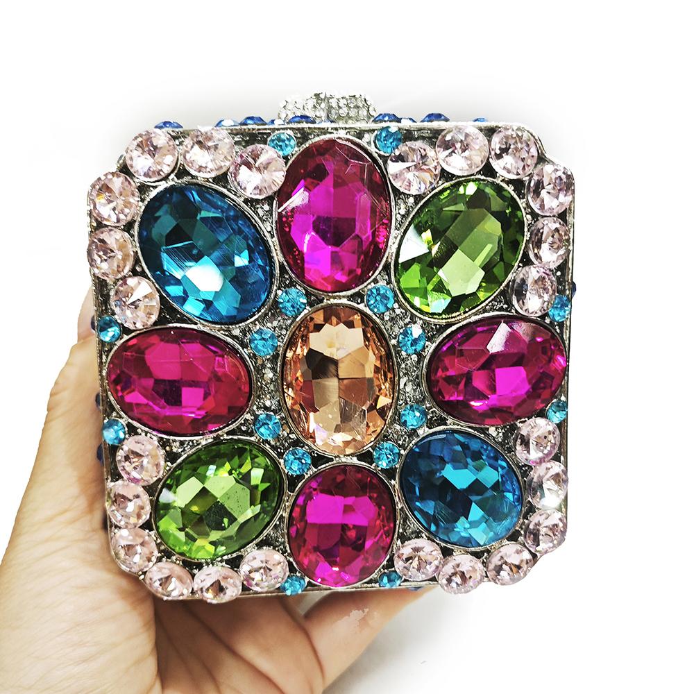 

Square Rhinestone Mini Evening Bags For Women Crystals Clutch Purse Stones Luxury Bridal Diamond Handbags Wedding Party Purses 12cmX12cmX5cm