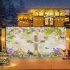 7x16ft Happy Easter Garage Door Cover Jesus Resurrection Backdrop Spring Easter Eggs Cross Garage Banner Photo Backdrop Easter Decor Church Easter