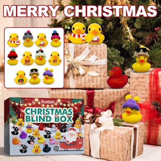 1 Box Advent Calendar Toys Realistic Decorative Compartmentalized Festival Toys Rubber 24 Grids Cute Duck Calendar Toys for Christmas