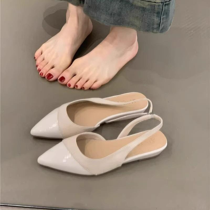 Temperament splicing suede bag head summer sandals fashion gentle rear strap shallow mouth women's shoes