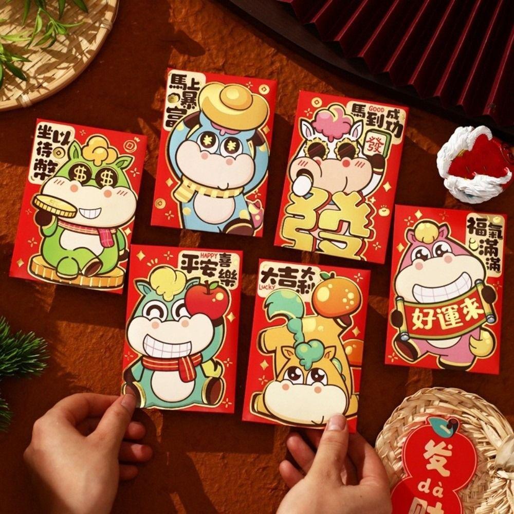 6pcs Blessing 2026 Horse Year Red Envelopes Chinese Style Money Envelope Spring Festival