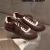 Cowhide Retro Color Matching German Training Shoes Women's 2025 New Soft-soled Versatile Casual Sports Board Shoes Heightening Forrest Gump Shoes Wome