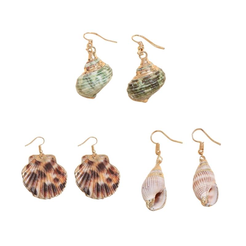 Natural Conch Shell Drop Earrings Unique Ocean Inspired Fashion Ear Jewelry Pendant Earrings Present for Women and Girls