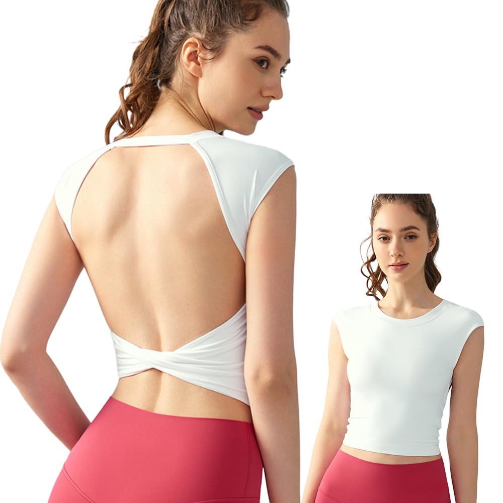 

Топ без рукавов для йоги Siomlana, прохладный и стройнящий, стильный дизайн спины, женский топ, посадка, белый
