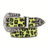 Rhinestones Buckle Leopard Belt for Women Men Eye Catching Pants Belt Waistband Female Aesthetic PU Belt Waist Ornament