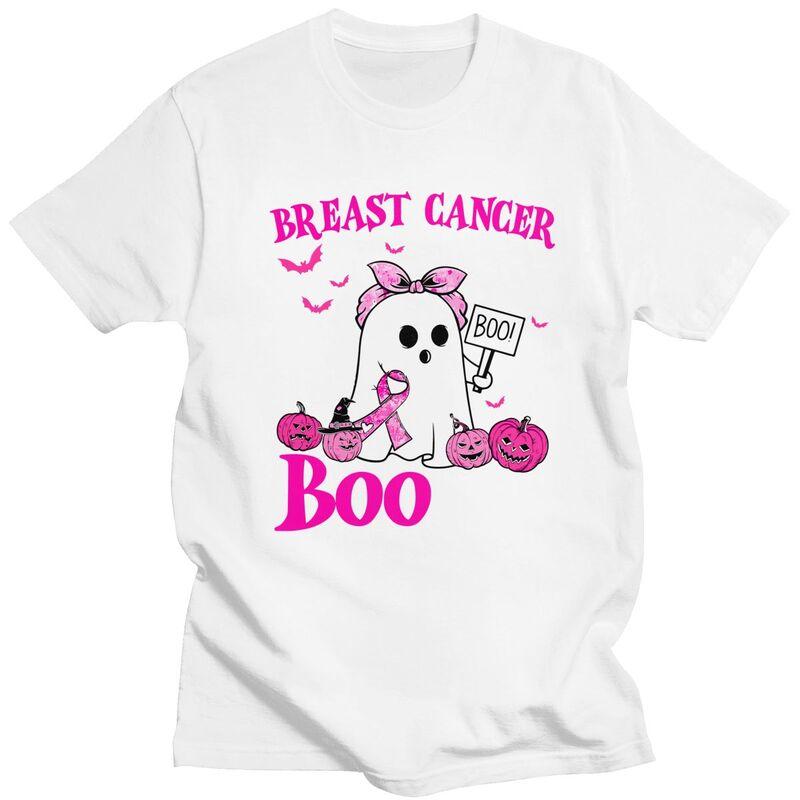 Mens Breast Cancer Is Boo Sheet Halloween Breast Cancer Awareness T Shirt Pure Cotton Short Sleeve Tee Shirt Streetwear Clothes