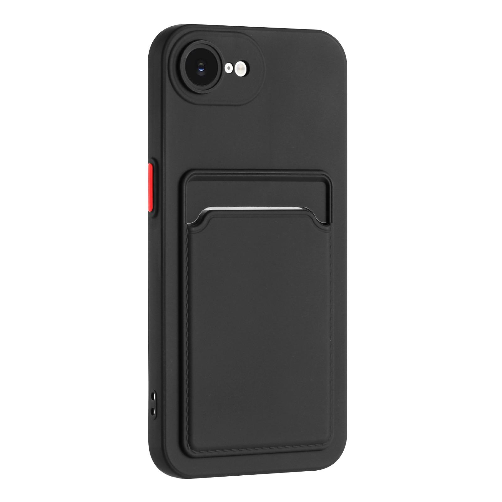 

For iPhone 16e Case Card Slot Matte Fingerprint-Free Back Cover Black