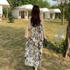 Coffee break French suspender dress children's summer new seaside vacation temperament high-end floral dress