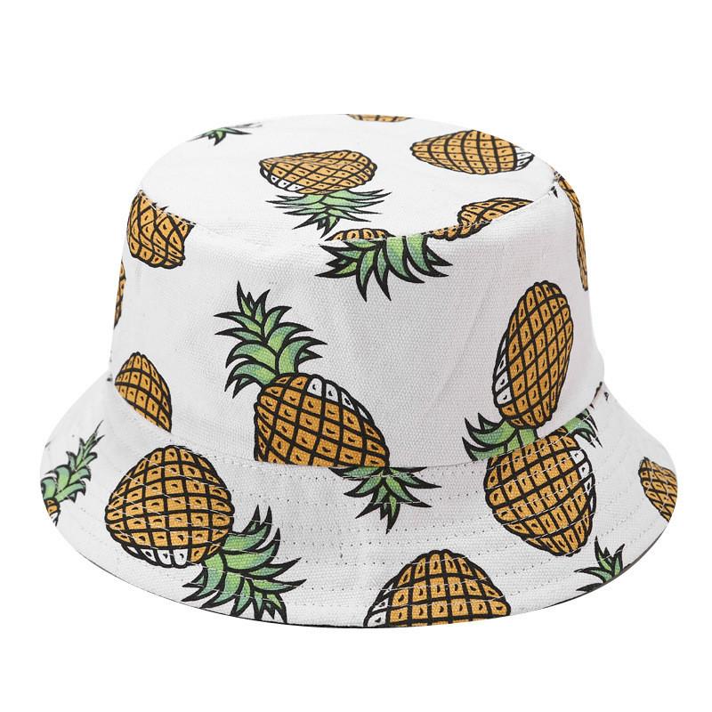 Summer Fruit Pineapple Doublesided Fisherman Hat With Uv Protection For Casual Travel