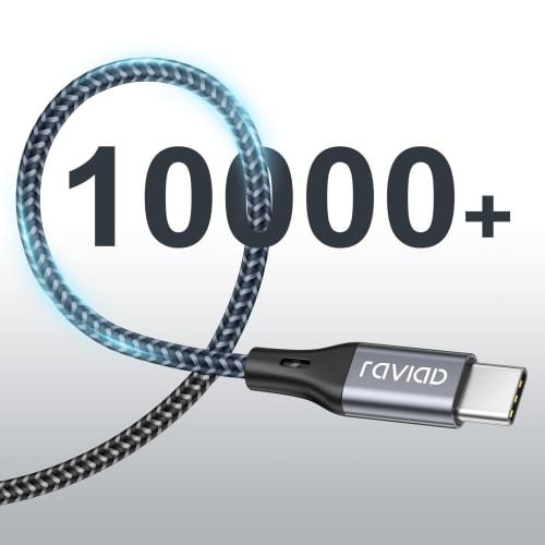 RAVIAD USB Type C Cable [3M/QC3.0 Compatible] Type C Cable 3A Rapid Charging High Speed ??Data Transfer Heavy Duty Nylon Braid USB-A To USB-C Cable iP