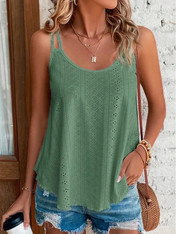 Women's Spaghetti Strap Sleeveless Tank Top - Loose Fit for Summer Vacation 2025
