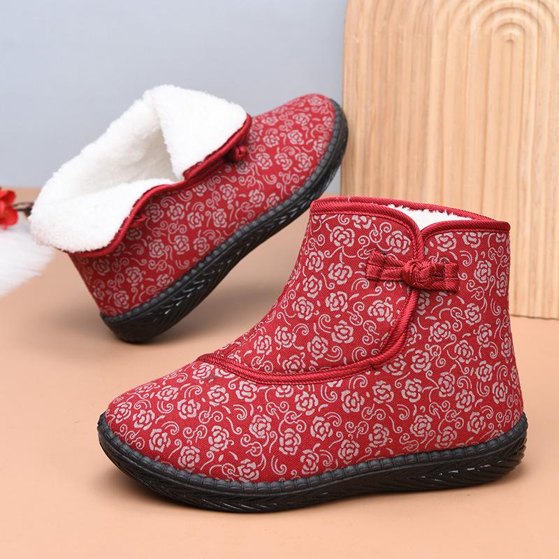 Processing Customized Old Beijing Cotton Shoes Women's Winter Velvet Grandma Shoes Middle-aged and Elderly Thickened Warm Mother Cotton