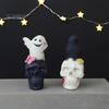 Creepy Party Table Decorations Gothic Halloween Skull Figurine, Spooky Ghost/Raven on Statue, Dark Aesthetic Room Decor Resin Tabletop Ornament